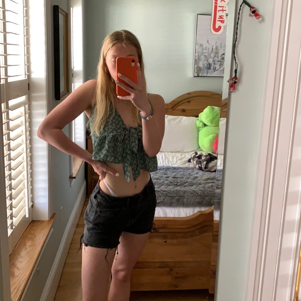 black jean shorts